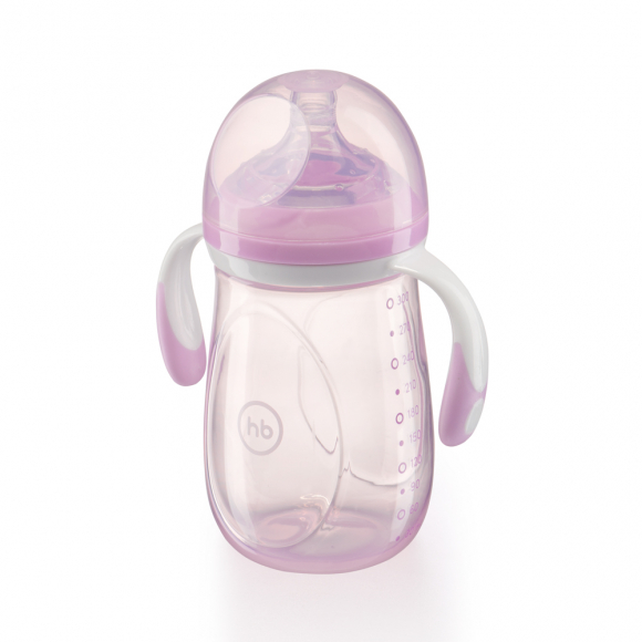 Бутылочка с ручками и антиколиковой соской Happy Baby (300 мл.) - Violet