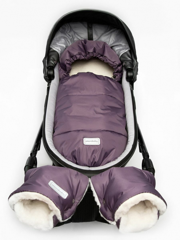 Конверт зимний меховой AMAROBABY Snowy Baby, 85 см - Фиолетовый