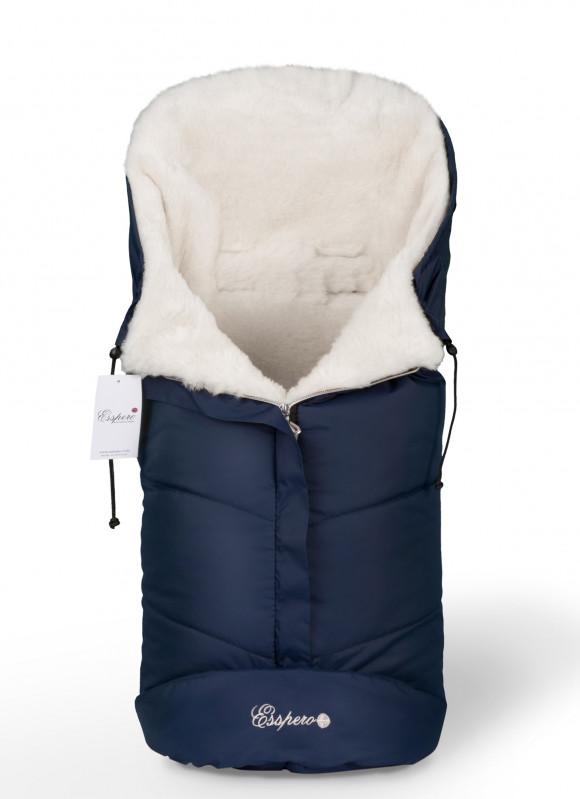 Конверт в коляску Esspero Sleeping Bag White (натуральная 100% шерсть) - Navy