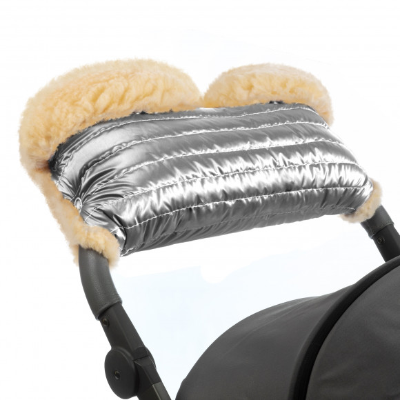 Муфта для рук на коляску Esspero Diaz Lux (Натуральная шерсть) - Silver