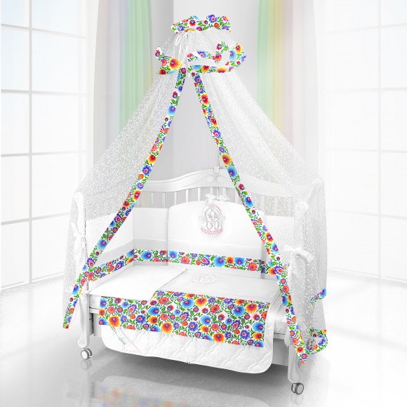 Набор в кроватку Beatrice Bambini - комплект белья Unico + балдахин Bianco Neve - Bambola (120x60)