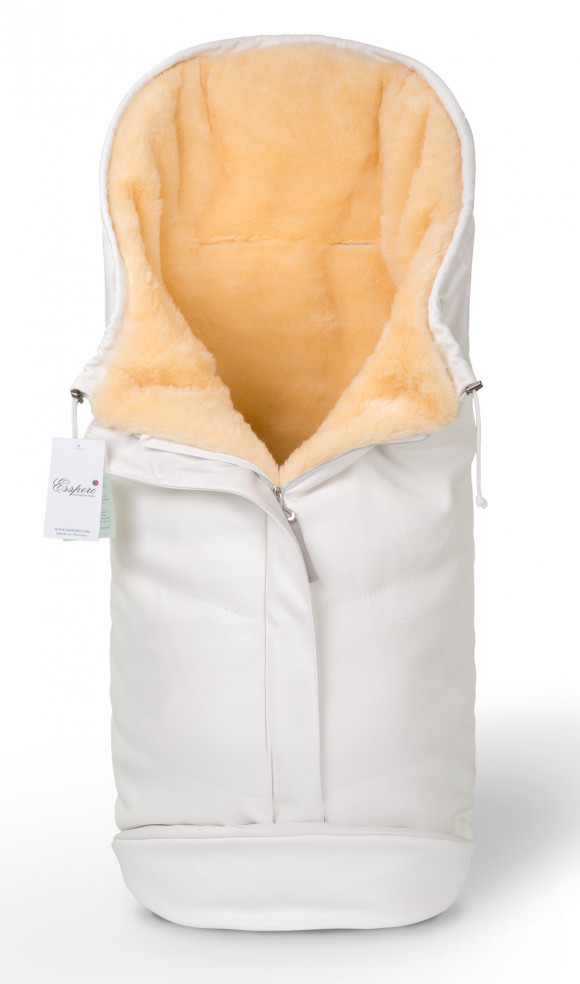 Конверт в коляску Esspero Sleeping Bag Lux (натуральная 100% шерсть) - White