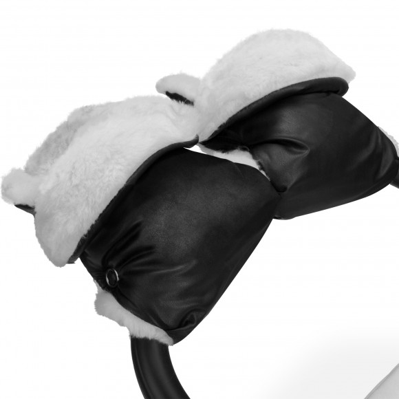Муфта-рукавички для коляски Esspero Margareta (100% овечья шерсть) - Black