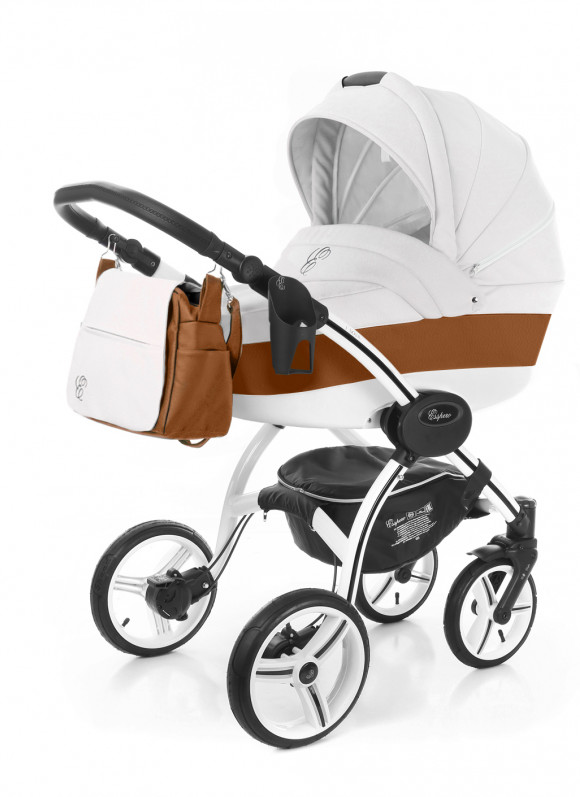 Коляска для новорожденных Esspero Grand I-Nova (шасси White) - Orange leatherette