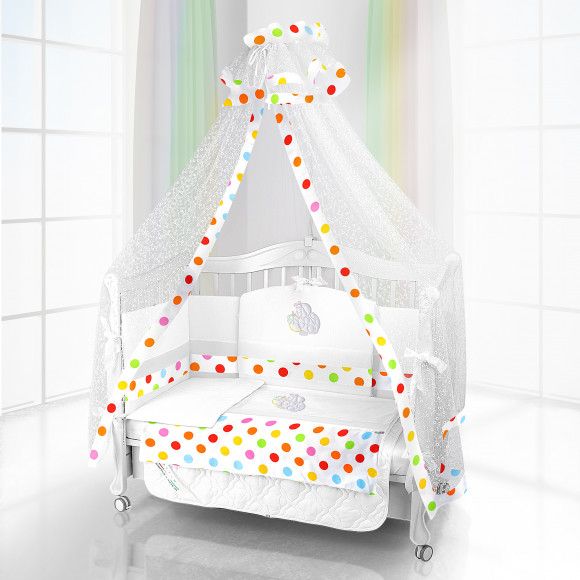 Набор в кроватку Beatrice Bambini - комплект белья Unico + балдахин Bianco Neve - Mela (120x60)