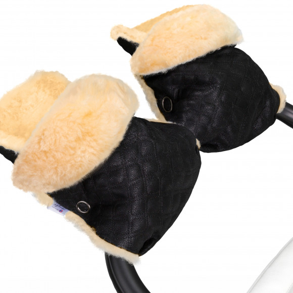 Муфта-рукавички для коляски Esspero Carina (100% овечья шерсть)  - Black