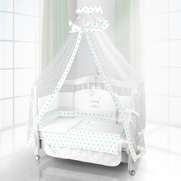 Комплект постельного белья Beatrice Bambini Unico Capolino (120х60) - bianco bianco verde