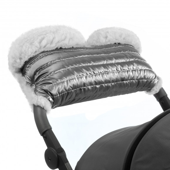 Муфта для рук на коляску Esspero Soft Fur Lux (Натуральная шерсть) - Graphite