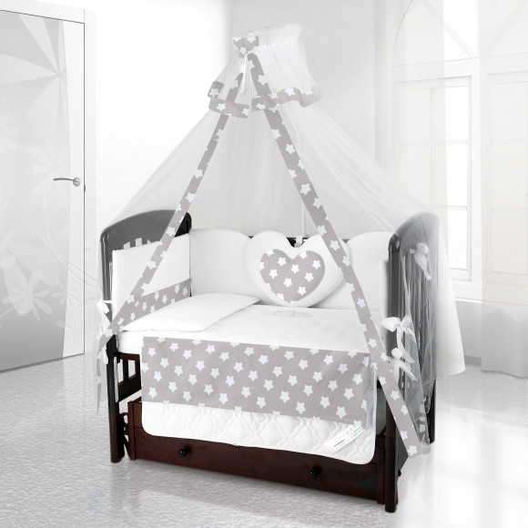 Балдахин на детскую кроватку Beatrice Bambini Bianco Neve - Grande Stella Grigio