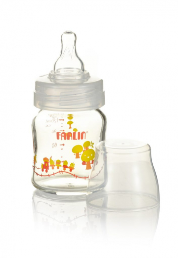 Стеклянная бутылочка для кормления с широким горлышком Farlin