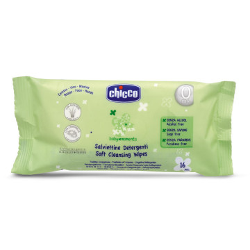 Салфетки очищающие Chicco Baby Moments с алоэ вера и ромашкой (0+)