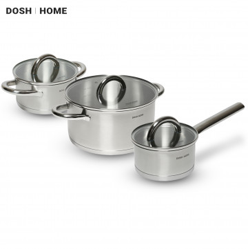 Набор посуды DOSH | HOME ARIES, из нержавеющей стали кастрюля 5 л, кастрюля 1,5 л, ковш 1 л, 3 пр.