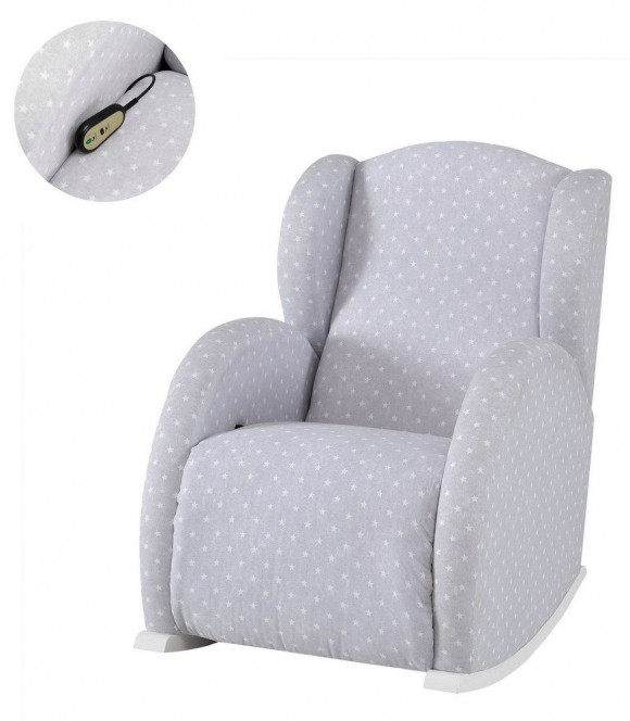 Кресло-качалка с Relax-системой Micuna Wing/Flor - White/Galaxy Grey