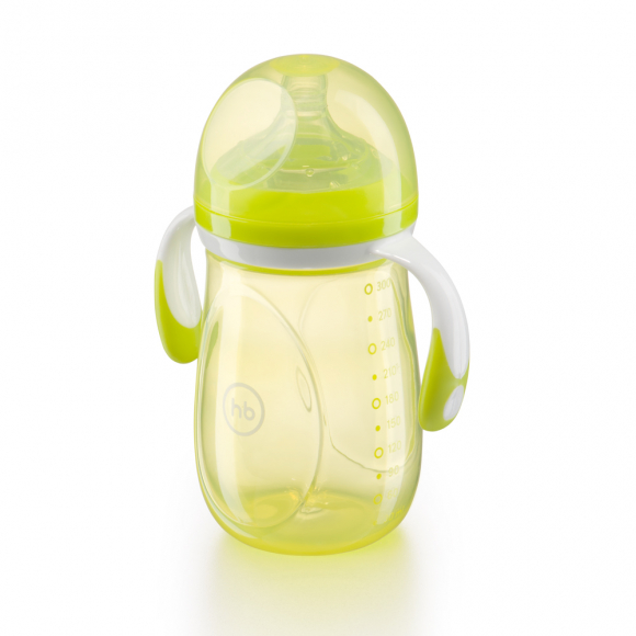 Бутылочка с ручками и антиколиковой соской Happy Baby (300 мл.) - Lime