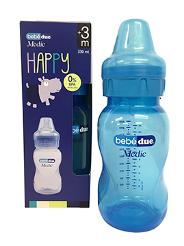 Бутылочка для кормления Bebe Due Medic серия HAPPY, 330 мл. - Синий