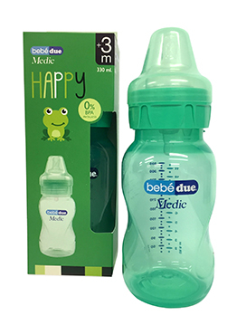 Бутылочка для кормления Bebe Due Medic серия HAPPY, 330 мл. - Зеленый