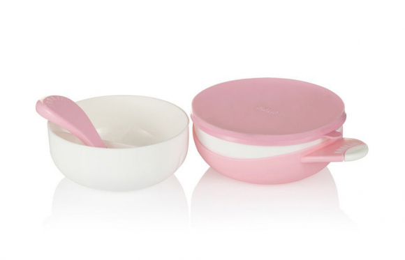 Набор посуды для кормления Farlin (глубокая тарелочка, ложка) - Розовый