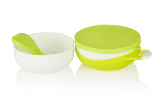Набор посуды для кормления Farlin (глубокая тарелочка, ложка) - Салатовый