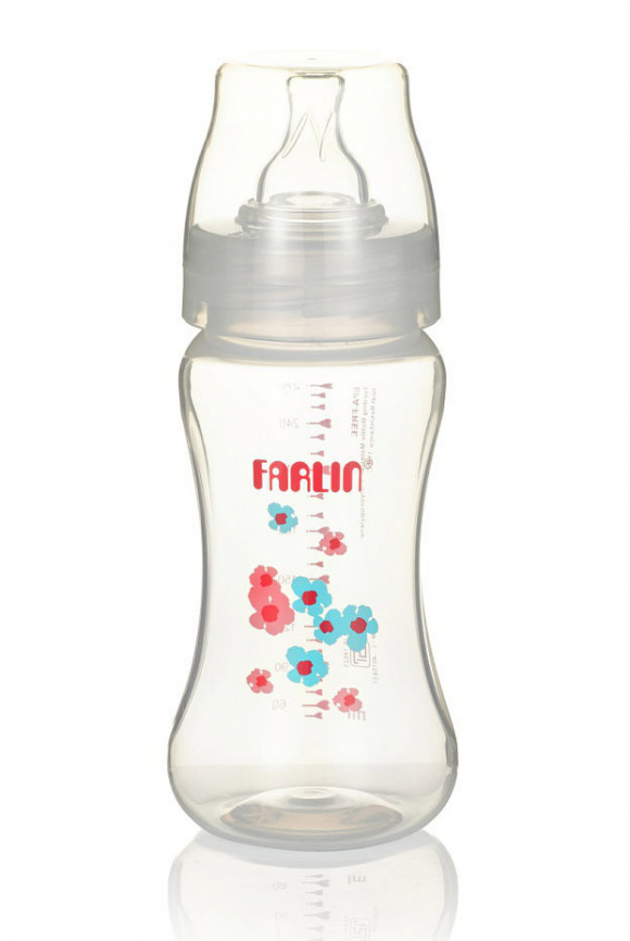 Полипропиленовая бутылочка для кормления с широким горлышком Farlin - розовая