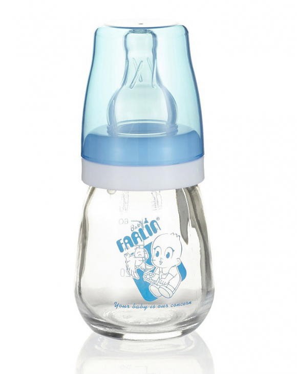 Стеклянная бутылочка  для кормления со стандартным горлышком Farlin, 60 мл., 1 шт - Голубой