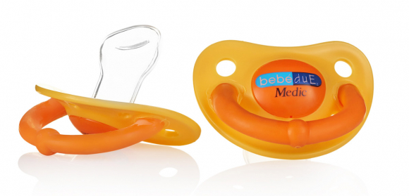 Пустышка силиконовая ортодонтическая Bebe Due MEDIC, 2 шт. - 6+ желтый-оранжевый