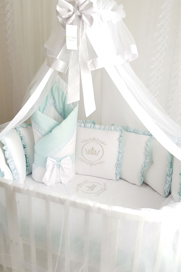 Комплект постельного белья Eco Line Amanda (круглая кроватка) - Ментол