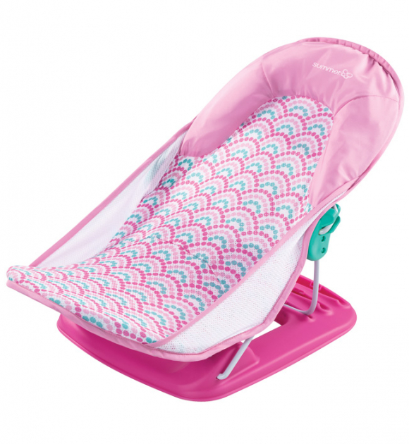 Лежак с подголовником для купания Summer Infant Deluxe Baby Bather - розовый/волны