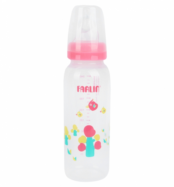 Полипропиленовая бутылочка для кормления со стандартным горлышком Farlin 240 мл - розовый