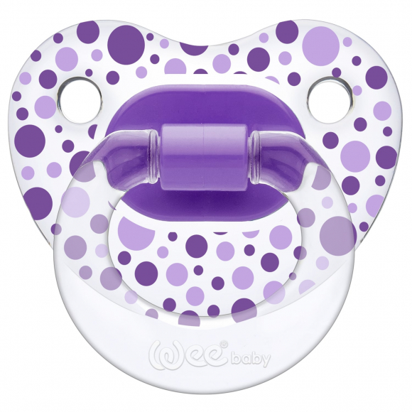 Ортодонтическая соска-пустышка WeeBaby прозрачная, с рисунком, с рождения - фиолетовый