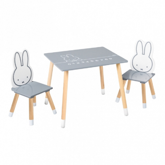 Комплект детской мебели ROBA Miffy: стол + 2 стульчика - Серый/Белый/Натуральный