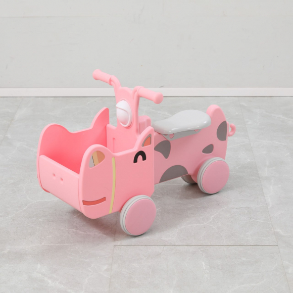 Машинка-каталка с корзиной UNIX Kids Hippo - Pink