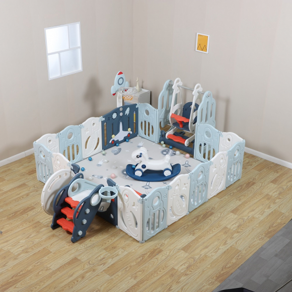 Манеж UNIX Kids SUPREME Space 200x200 - Blue с качелями