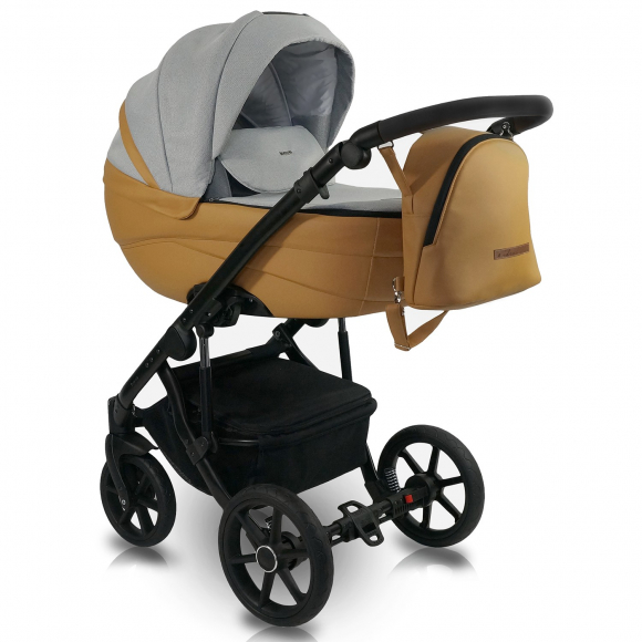 Коляска 2в1 BEXA IDEAL - серый+рыжая кожа