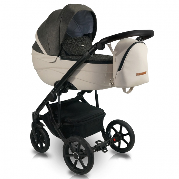 Коляска 2в1 BEXA IDEAL - черный+бежевая кожа