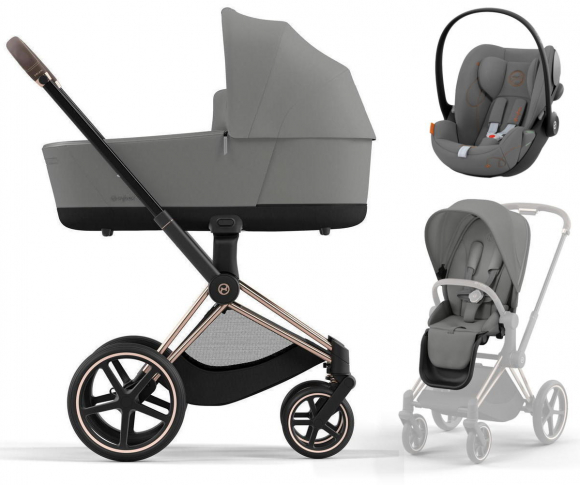 Коляска 3 в 1 Cybex Priam IV Rosegold и автокресло Cloud G i-Size - Mirage Grey