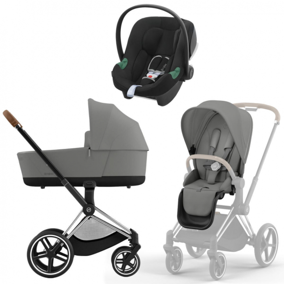 Коляска 3 в 1 Cybex Priam IV Chrome Brown и автокресло Aton B2 i-Size - Mirage Grey