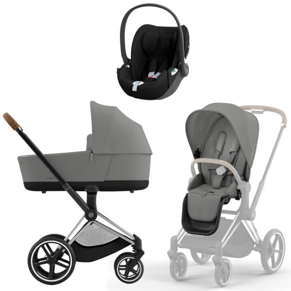 Коляска 3 в 1 Cybex Priam IV Chrome Brown и автокресло Cloud G i-Size - Mirage Grey