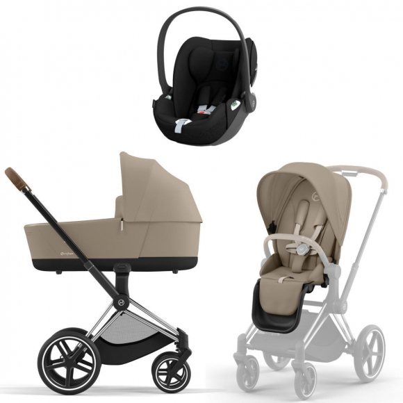 Коляска 3 в 1 Cybex Priam IV Chrome Brown и автокресло Cloud G i-Size Plus - Cozy Beige