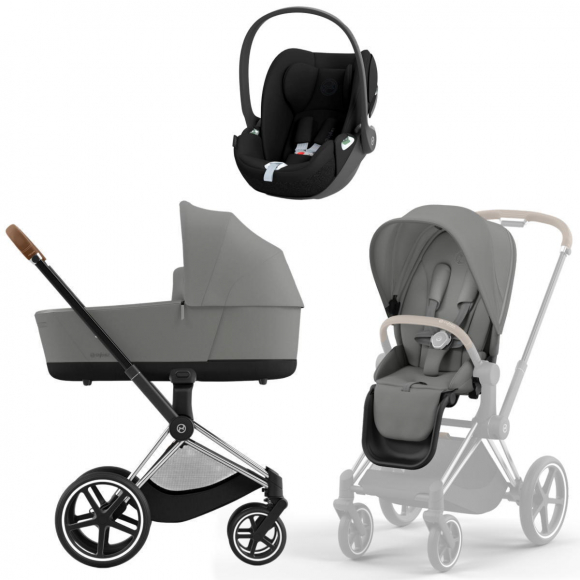 Коляска 3 в 1 Cybex Priam IV Chrome Brown и автокресло Cloud G i-Size Plus - Mirage Grey