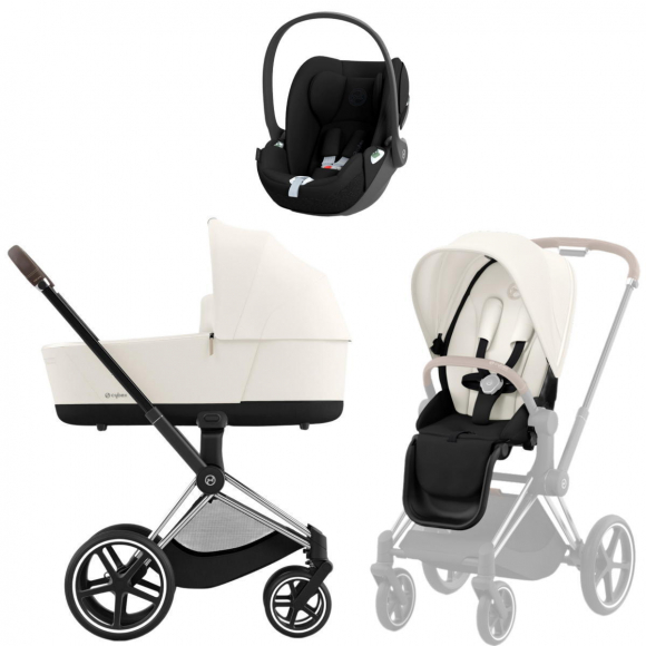 Коляска 3 в 1 Cybex Priam IV Chrome Brown и автокресло Cloud G i-Size Plus - Off White