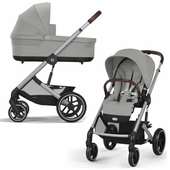 Коляска 2 в 1 Cybex Balios S Lux - SLV Lava Grey с дождевиком