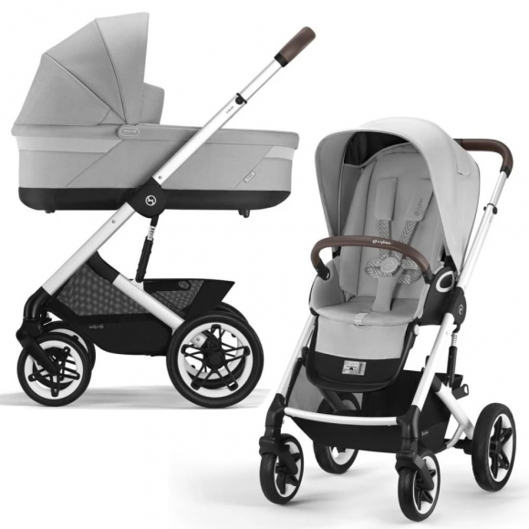 Коляска 2 в 1 Cybex Talos S Lux - SLV Lava Grey с дождевиком
