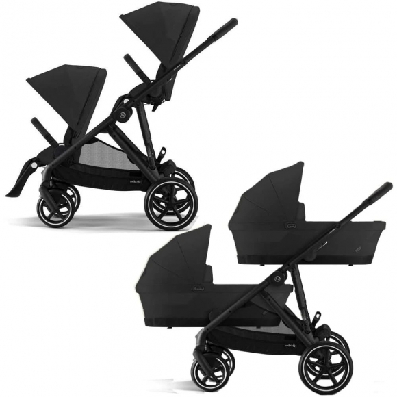 Коляска для двойни 3 в 1 Cybex Gazelle S и автокресло Cloud G i-Size Plus - BLK Moon Black