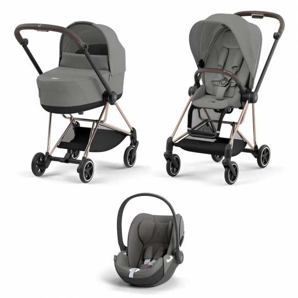 Коляска 3 в 1 Cybex Mios III и автокресло Cloud T i-Size Plus - Rosegold, Mirage Grey