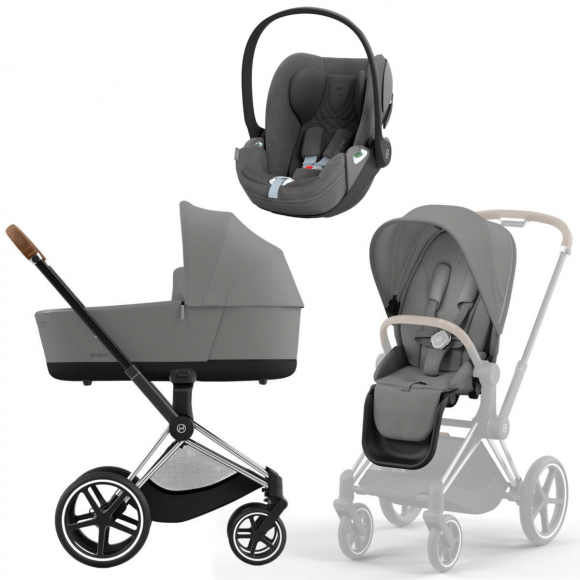 Коляска 3 в 1 Cybex Priam IV Chrome Brown и автокресло Cloud T i-Size Plus - Mirage Grey