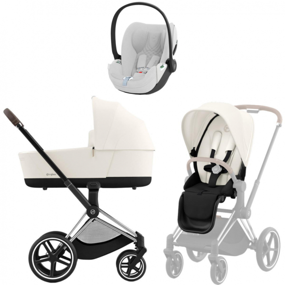 Коляска 3 в 1 Cybex Priam IV Chrome Brown и автокресло Cloud T i-Size Plus - Off White