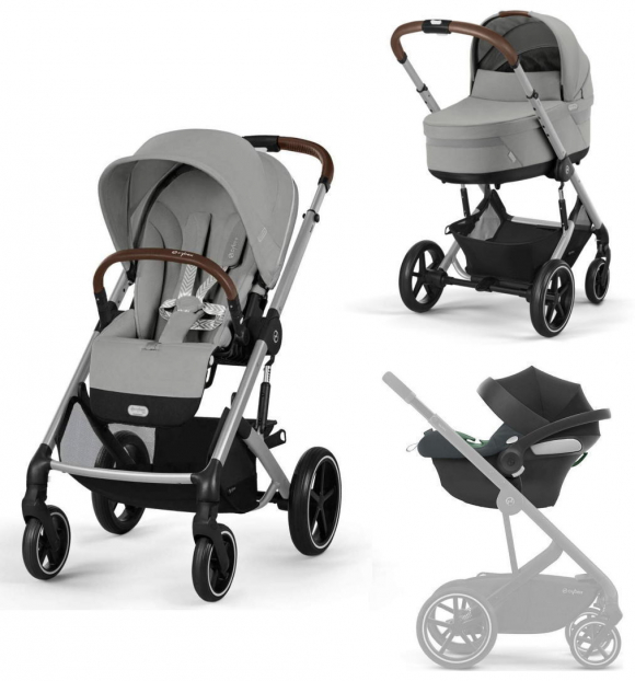 Коляска 3 в 1 Cybex Balios S Lux SLV - Stone Grey с дождевиками
