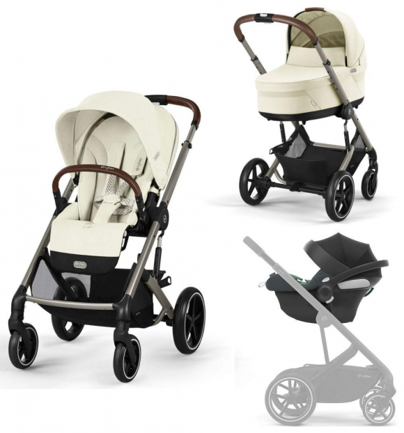 Коляска 3 в 1 Cybex Balios S Lux TPE - Seashell Beige с дождевиками