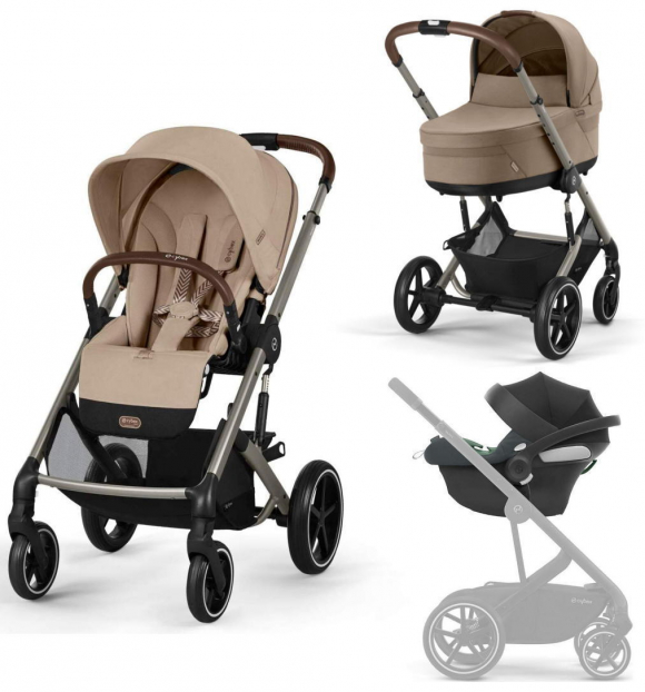 Коляска 3 в 1 Cybex Balios S Lux TPE - Almond Beige с дождевиками