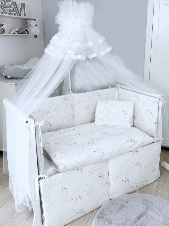 Комплект постельного белья Lepre Swan 6 предметов (125*65) - белый/светло-серый
